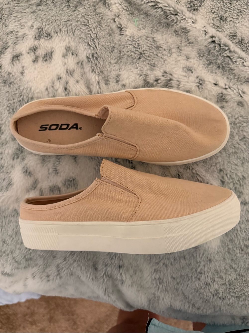Soda Slip-On Sneakers in Nude Pink with White Platform